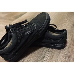 Vans Old Skool Canvas Low Top Sneakers Womens 6.5 Mens 5 Black Lace Up Skater‎